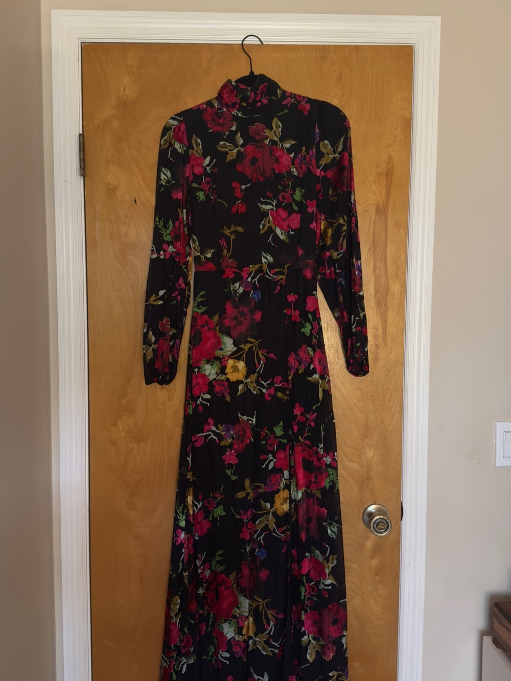 Lulu's Black Maxi Dress with Pink & Yellow Floral Print